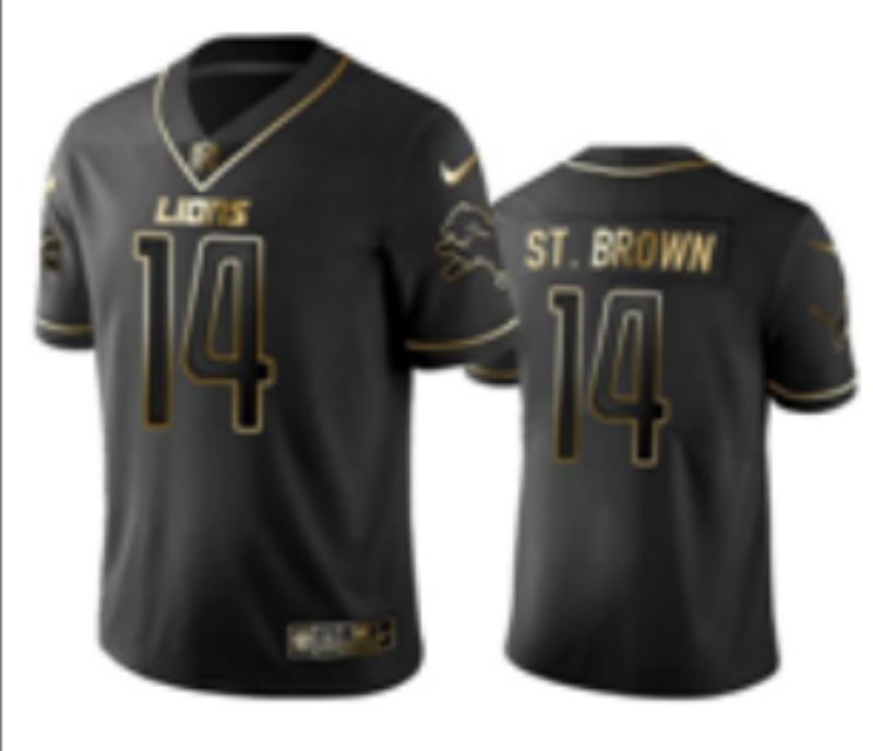 Men 2025 Detroit Lions Nike #14 St.brown Black Limited NFL Jersey 002